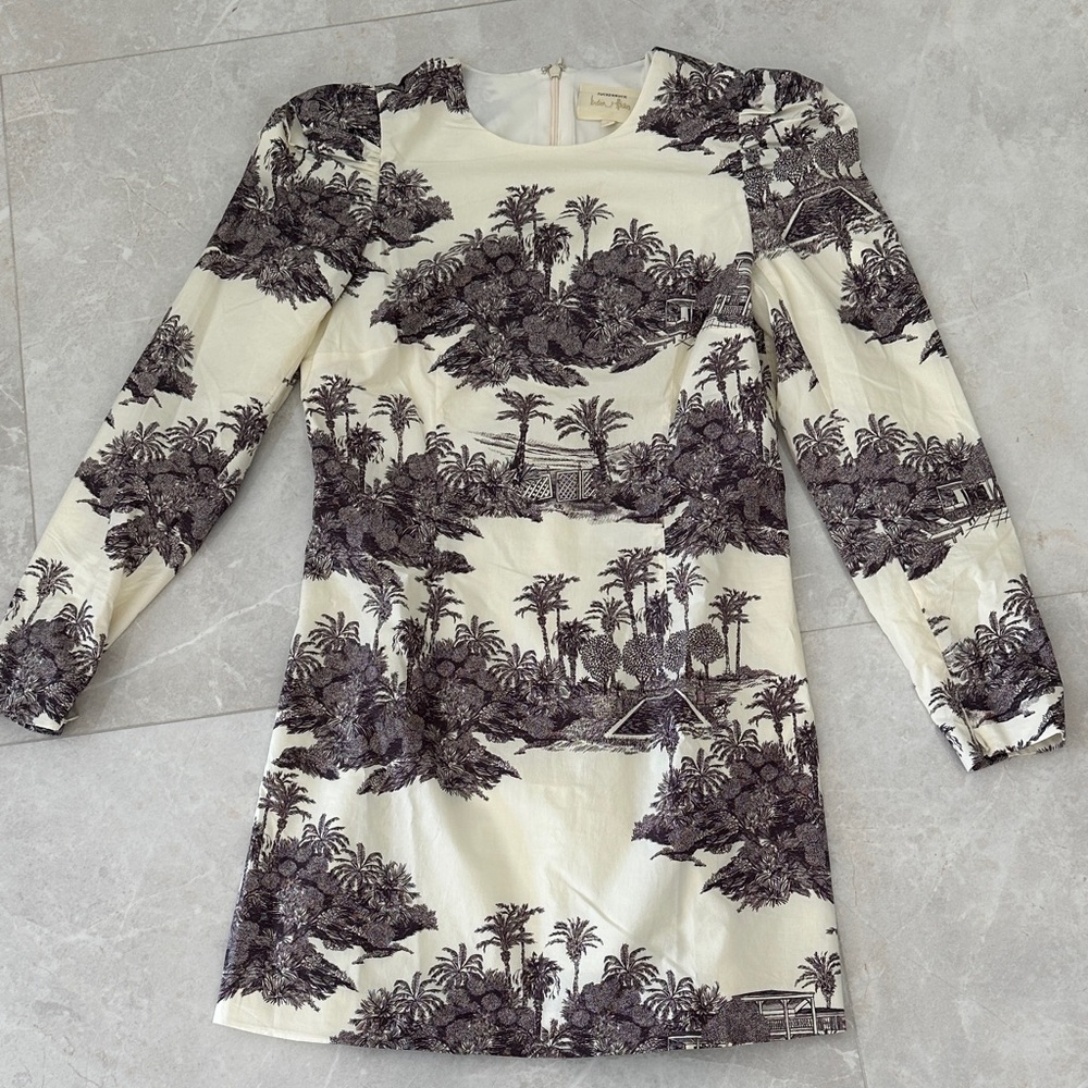 Tuckernuck Dark Purple and Cream Scenic Print Dress